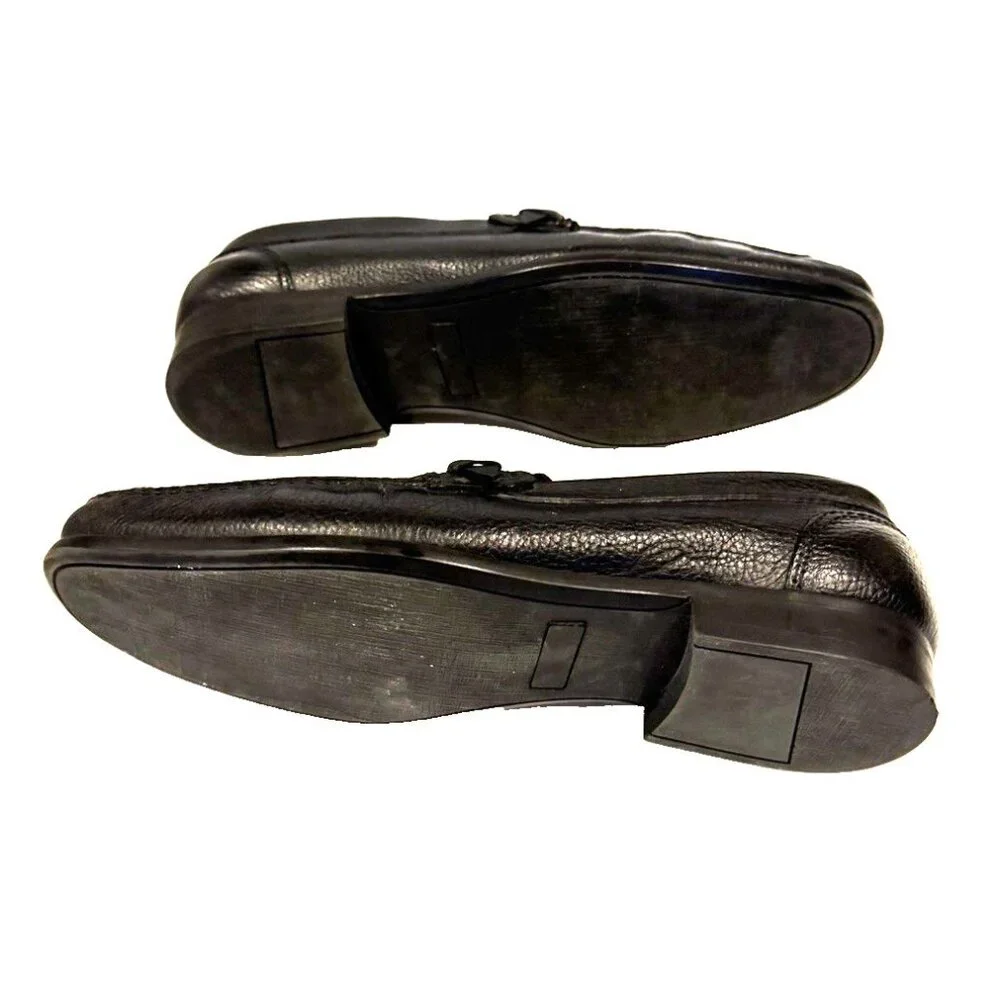 Sandro Moscoloni Men's Black Pebble Leather Palermo Loafer Slip On Loafer Size 9